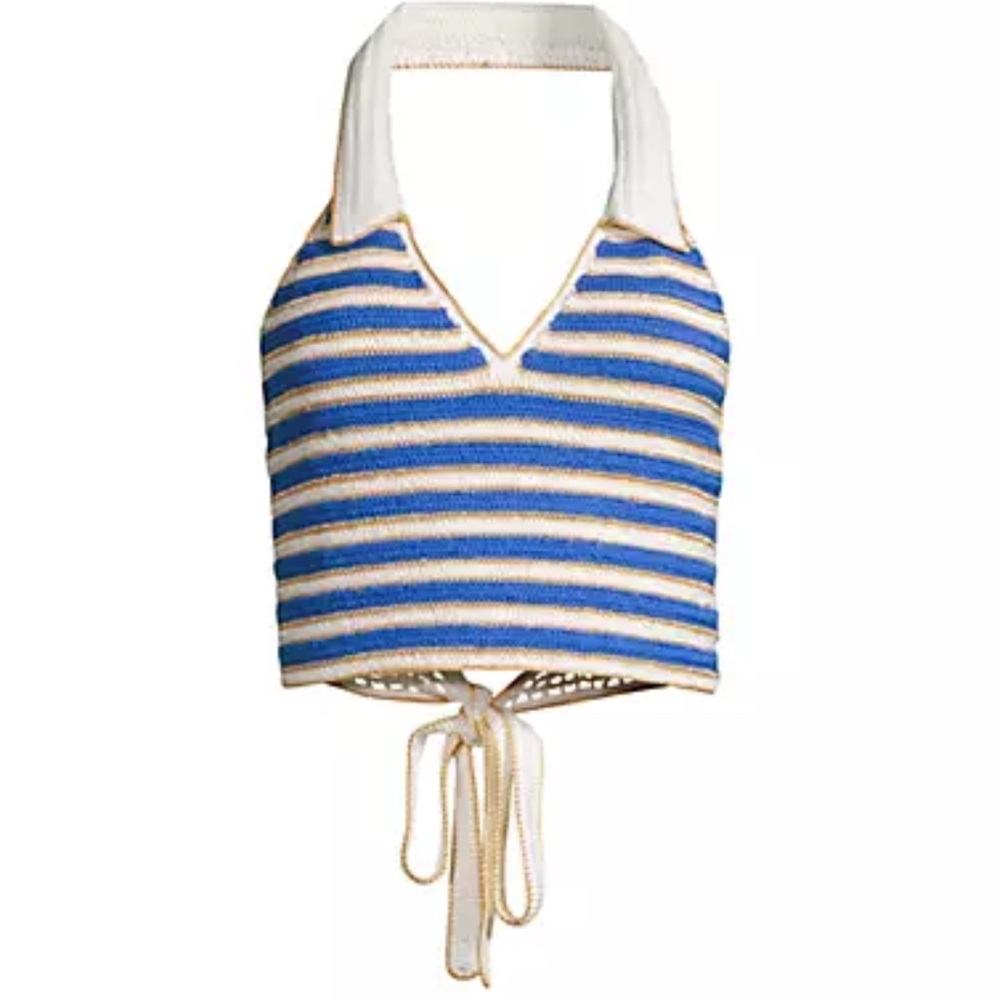 Striped Blue and White Halter Tank Top
